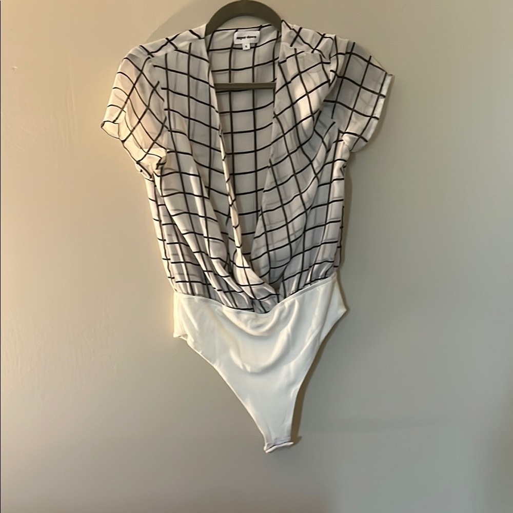 Superdown Black and White Geometric Bodysuit